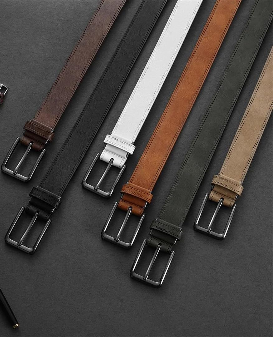 Yeuyyben Cinturón de piel sintética con hebilla automática para hombre, casual, negocios, multicolor, ajustable