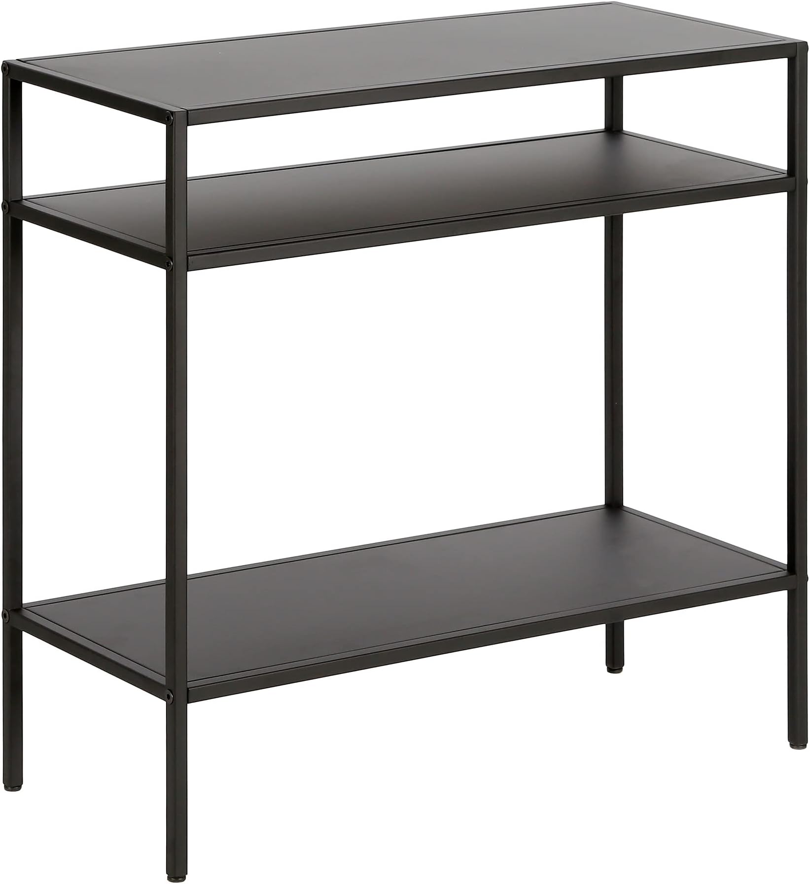 Henn&Hart 24" Wide Rectangular Side Table in Blackened Bronze, Table for Living Room, Bedroom