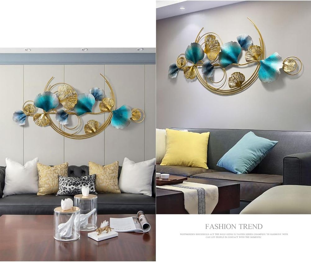 Home Decor Metalowa sztuka ścienna Liście, Nowoczesne duże rzeźby ścienne Złoty kwiat Kwitnący Ręcznie robione 3D Wiszące na ścianie Dekoracje do salonu Sypialnia Luksusowe prezenty