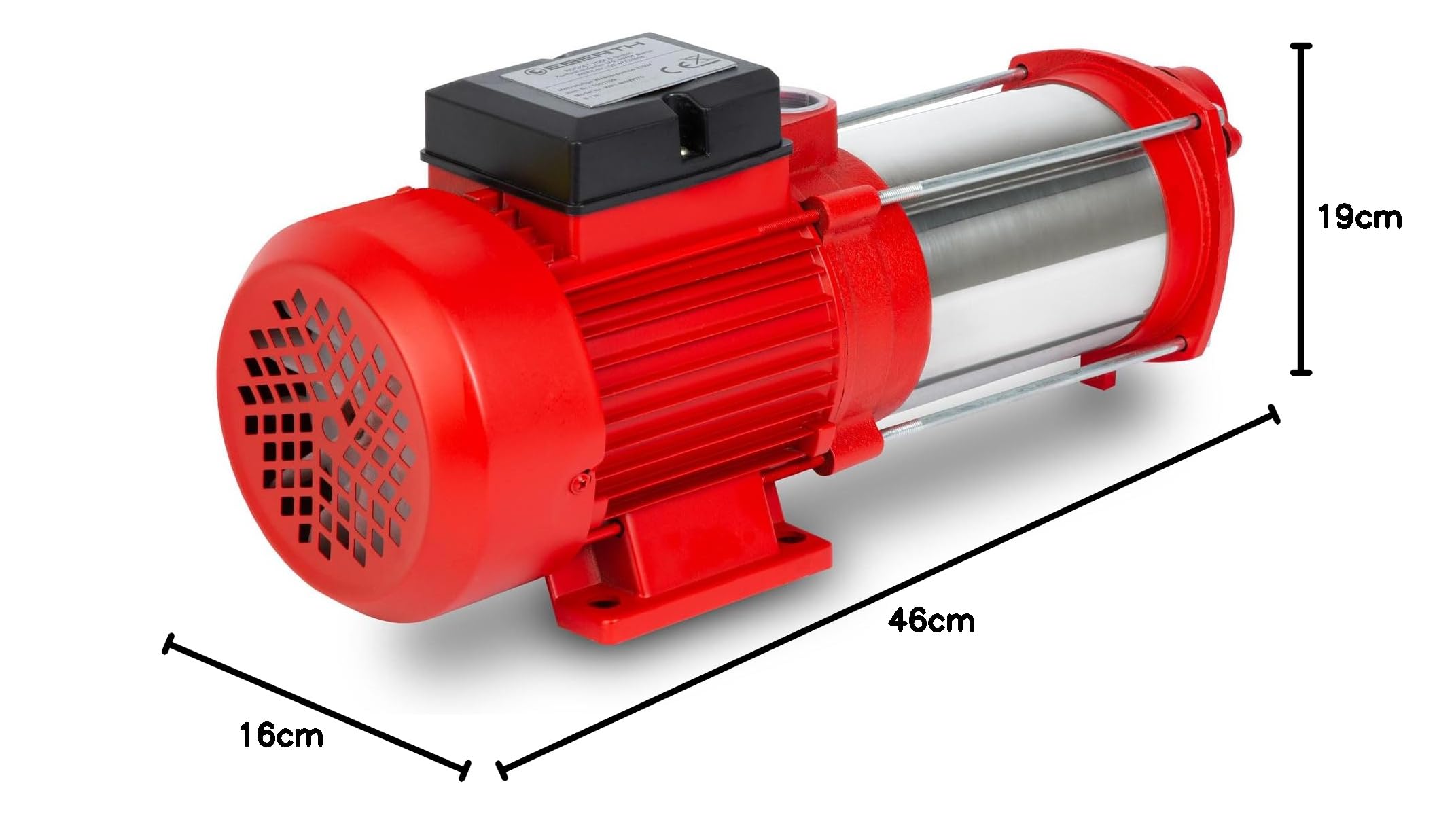 EBERTH Pompa da giardino multistadio portata 2400 l/h, pressione di mandata 4 bar, potenza 370 watt, prevalenza di aspirazione 8 m, prevalenza di mandata 40 m, aspirazione pompa acqua filettatura 1"