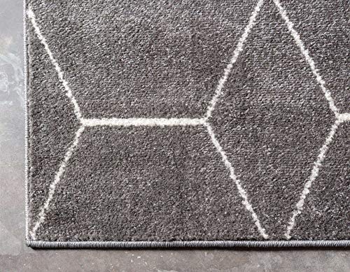 Unique Loom Trellis Frieze Collection Area Rug - Geometric (9' x 12' 2", Dark Gray/ Ivory) by Unique Loom - Image 5