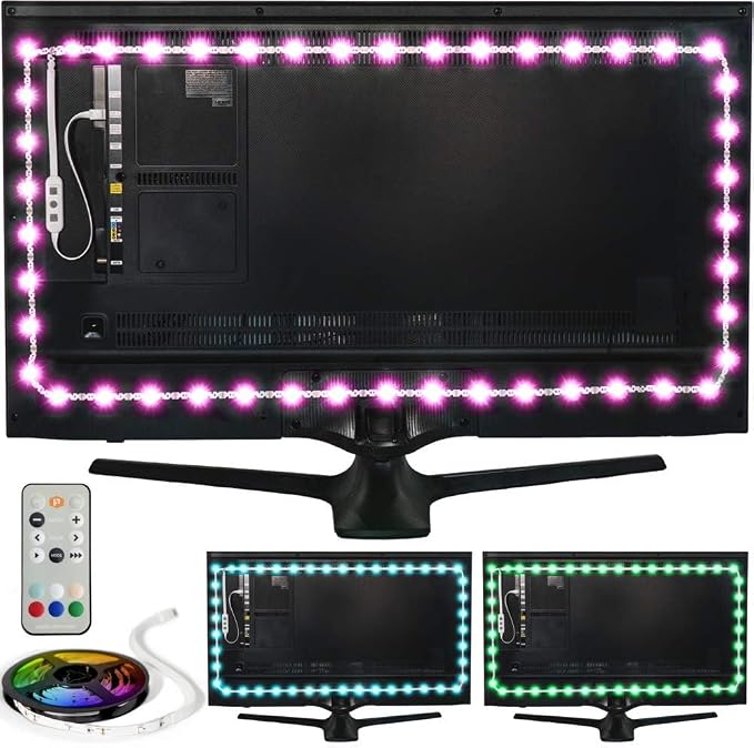 Luminoodle Backlight, USB Powered Strips with Remote, 15 Ambient Colour Bias Lighting Options