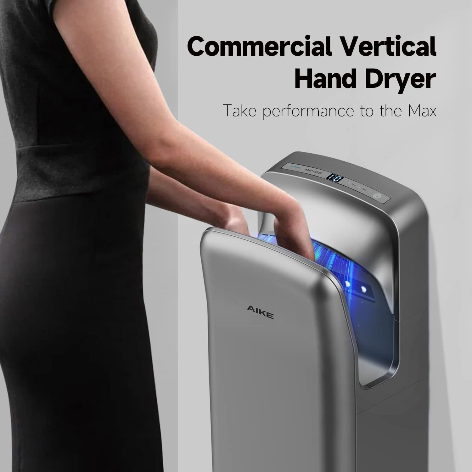 AIKE HEPA Filtered Vertical Hand Dryer Premium, 110-130V Silver Model AK2005H