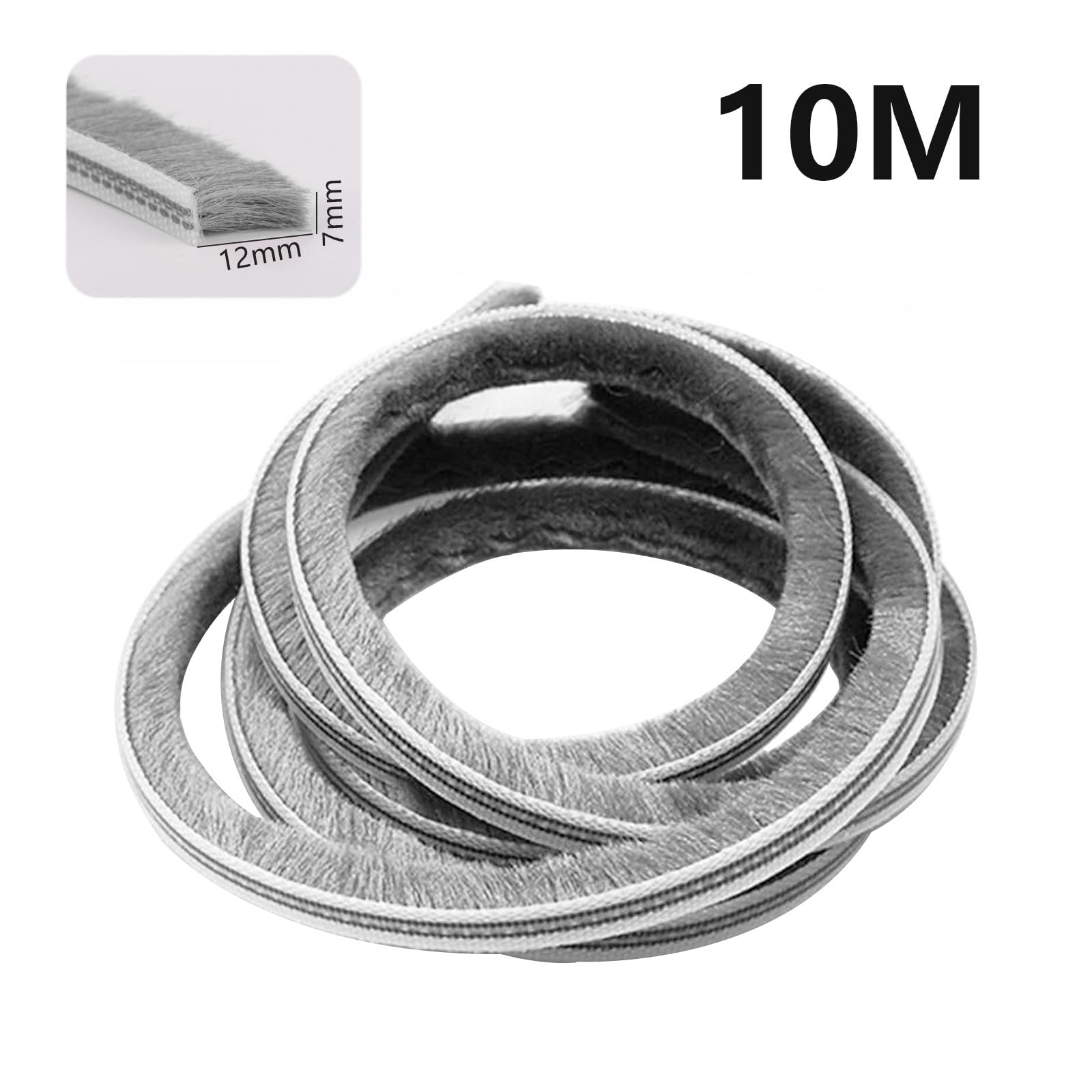 10 m Brush Seal, Door Seal 7 mm (W) x 12 mm (D), Insect Protection, Sealing Brush for Door Window, Wardrobe, Draught Excluder for Doors - Image 2