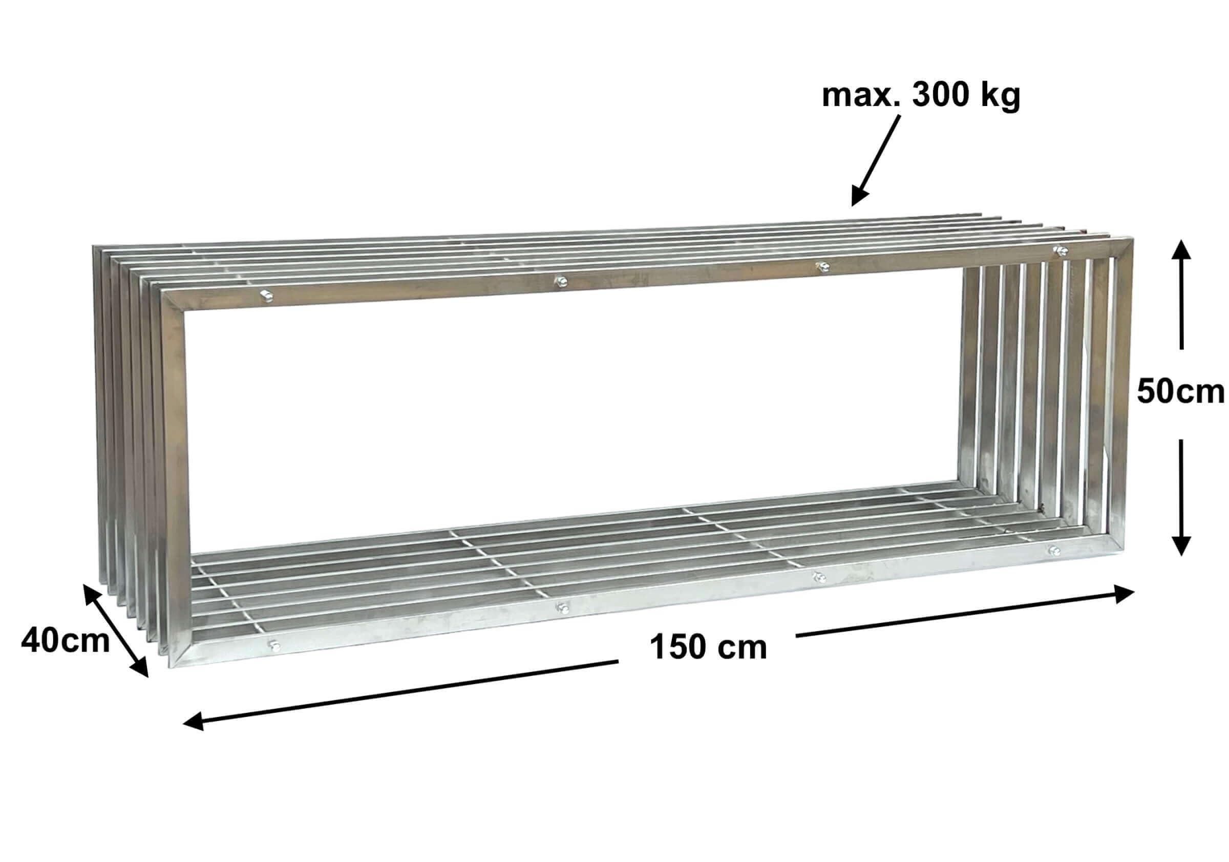 DanDiBo Kaminholzregal Innen Edelstahl Metall Kaminholzständer 96429 Brennholzregal 150 cm Holzkorb Kaminholzhalter