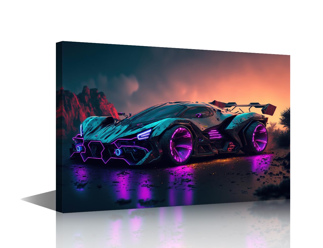 TISHIRON 1 Panel Wall Art for Living Room Supercar Paintings on Canvas Sports Car Pictures Modern Artwork Home Decor Concept Car Posters Prints Framed Stretched Ready to Hang, 24x16in