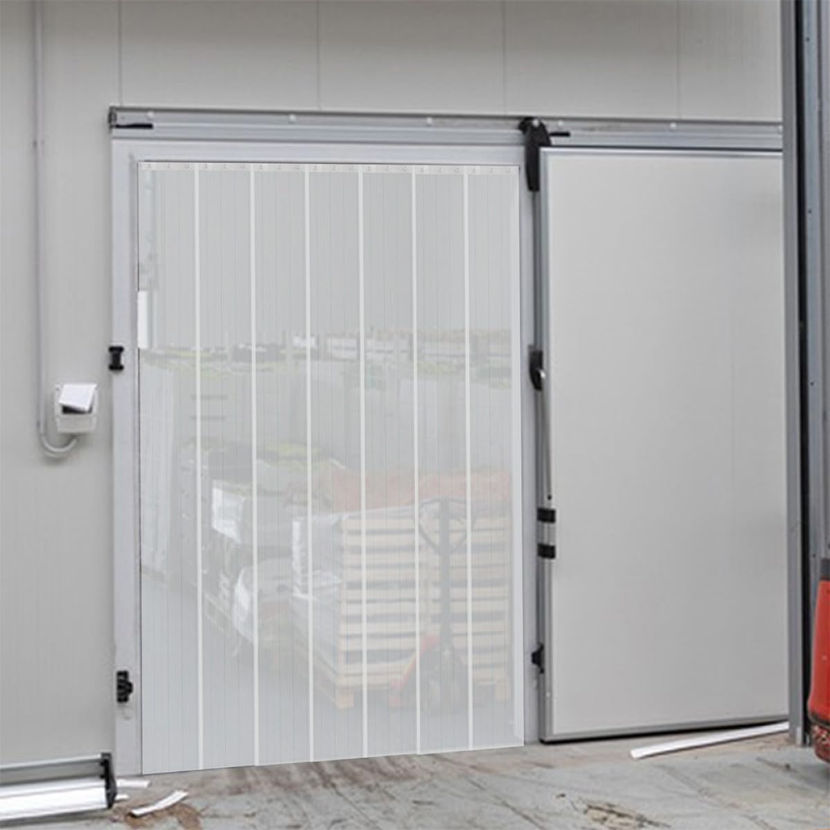 Générique Rideau de Porte Souple à Lanières PVC 1,5 Mm Épaisseur Bleu Rayé 18 Cm X 1,8 M Coupe-Vent Imperméable pour Chambres Froides Commerciales et Garages