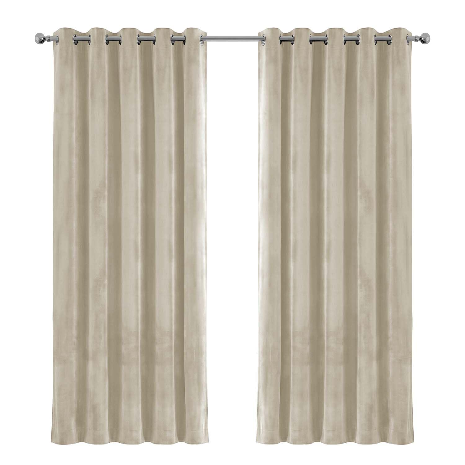 Hafaa Blackout Curtains for Bedroom 66x84 Beige Velvet Curtains 2 Panels