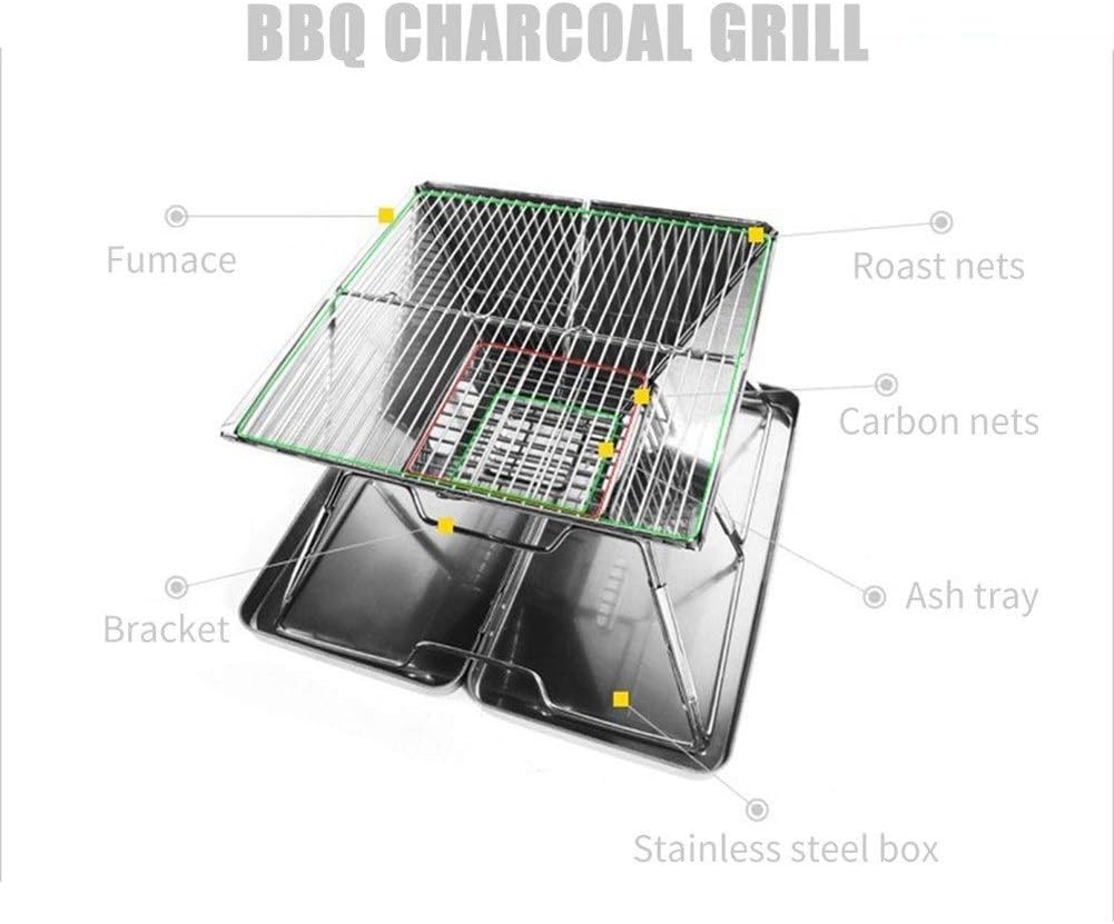 ＊新作＊ BBQツール パティオ裏庭キャンプハイキングストーブを調理チャコールグリル折り畳み式バーベキューグリルポータブルステンレス鋼のピクニ