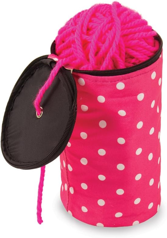 Roo Beauty Ltd Knitting Yarn Holder, Wool Storage Bag In Pink Polka Dot