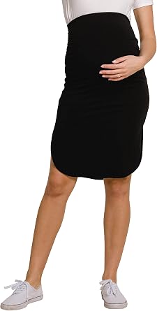 Womens Side Split High Waist Midi Maternity Skirt