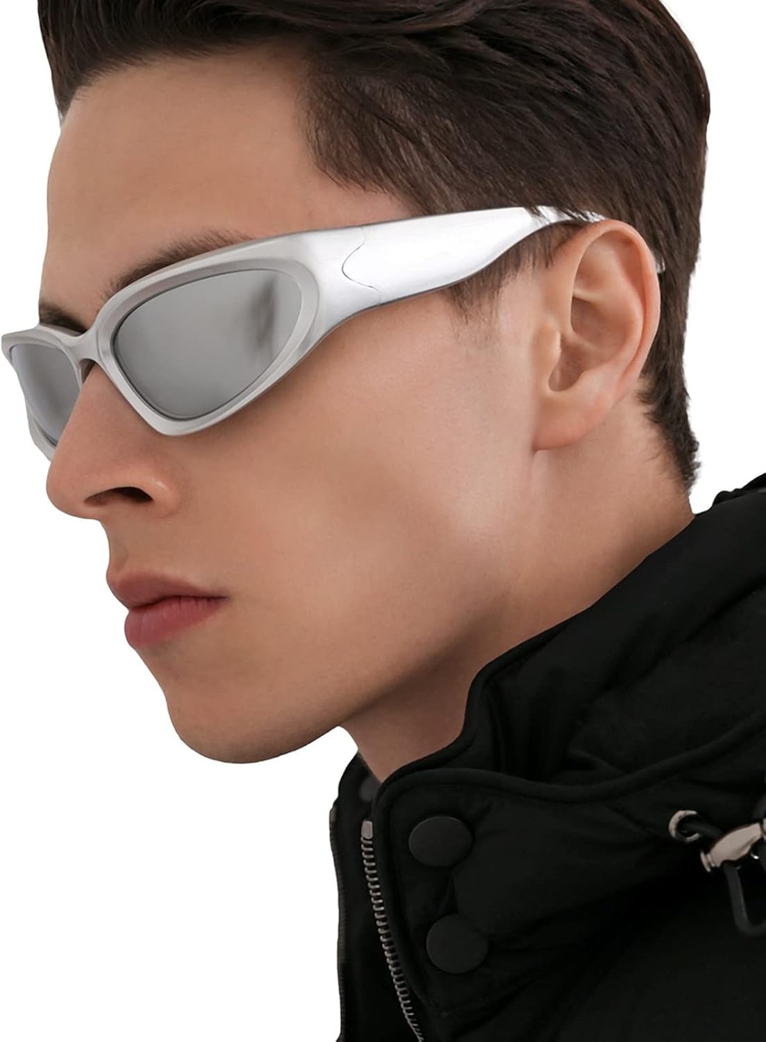 AIEYEZO Wrap Around Sports Sunglasses for Men Women Fashion Oval Thick Frame Sun Glasses Stylish Sport Wrap Shades (Silver/Silver Mirrored) : Sports & Outdoors