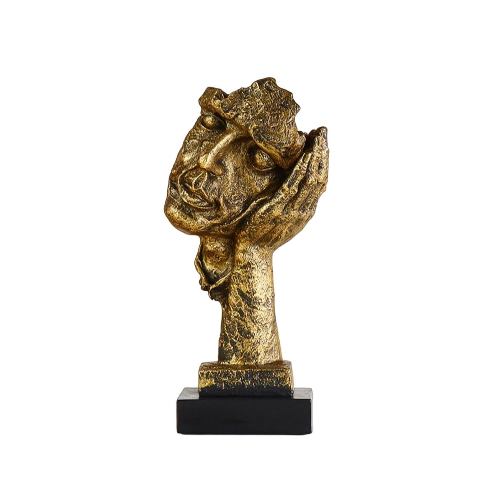 Busto abstracto con relieve dorado y figura decorativa de rostro tallado para coleccionistas