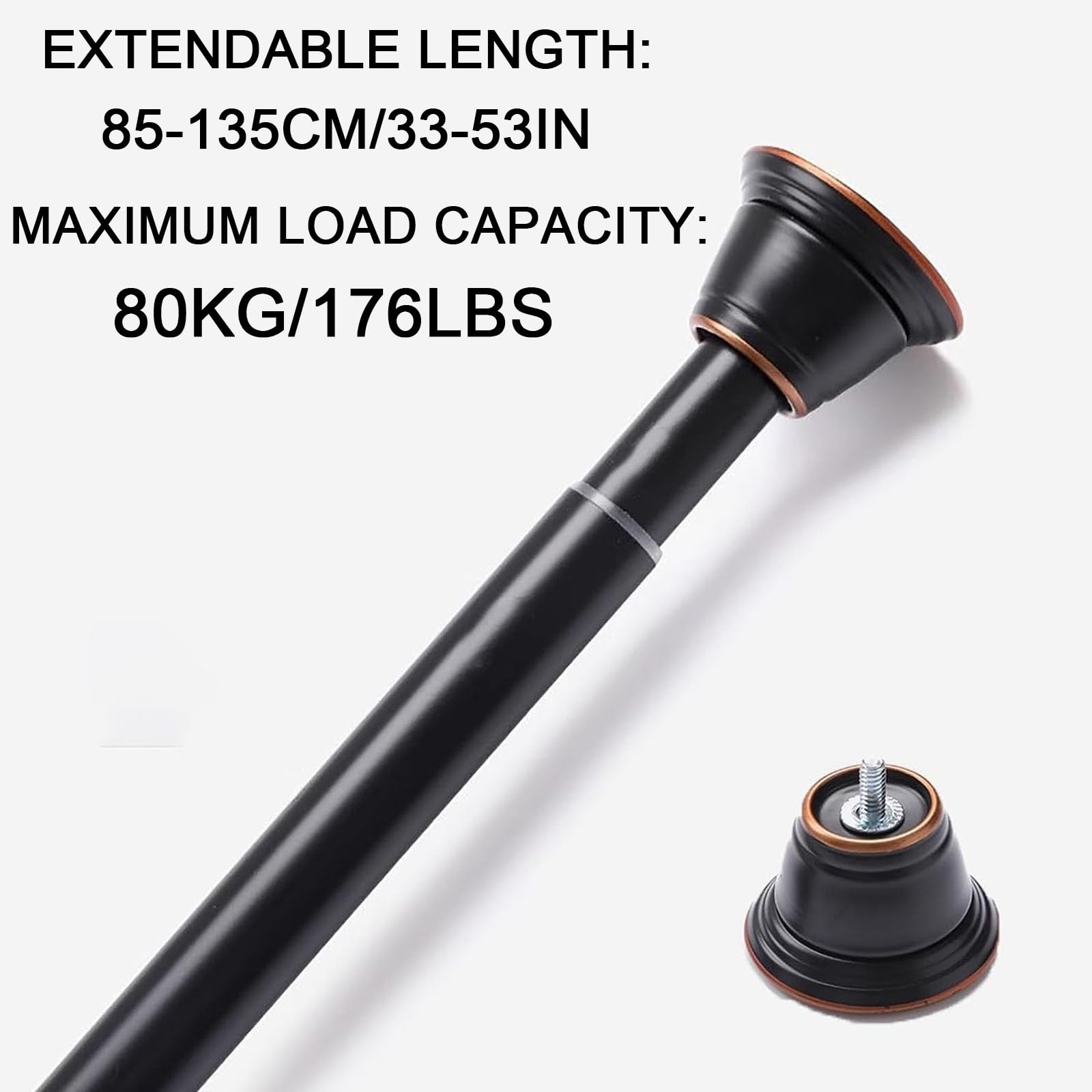 Acciaio Al Carbonio Bastone Tenda Estensibile, Bastone Tenda Doccia
