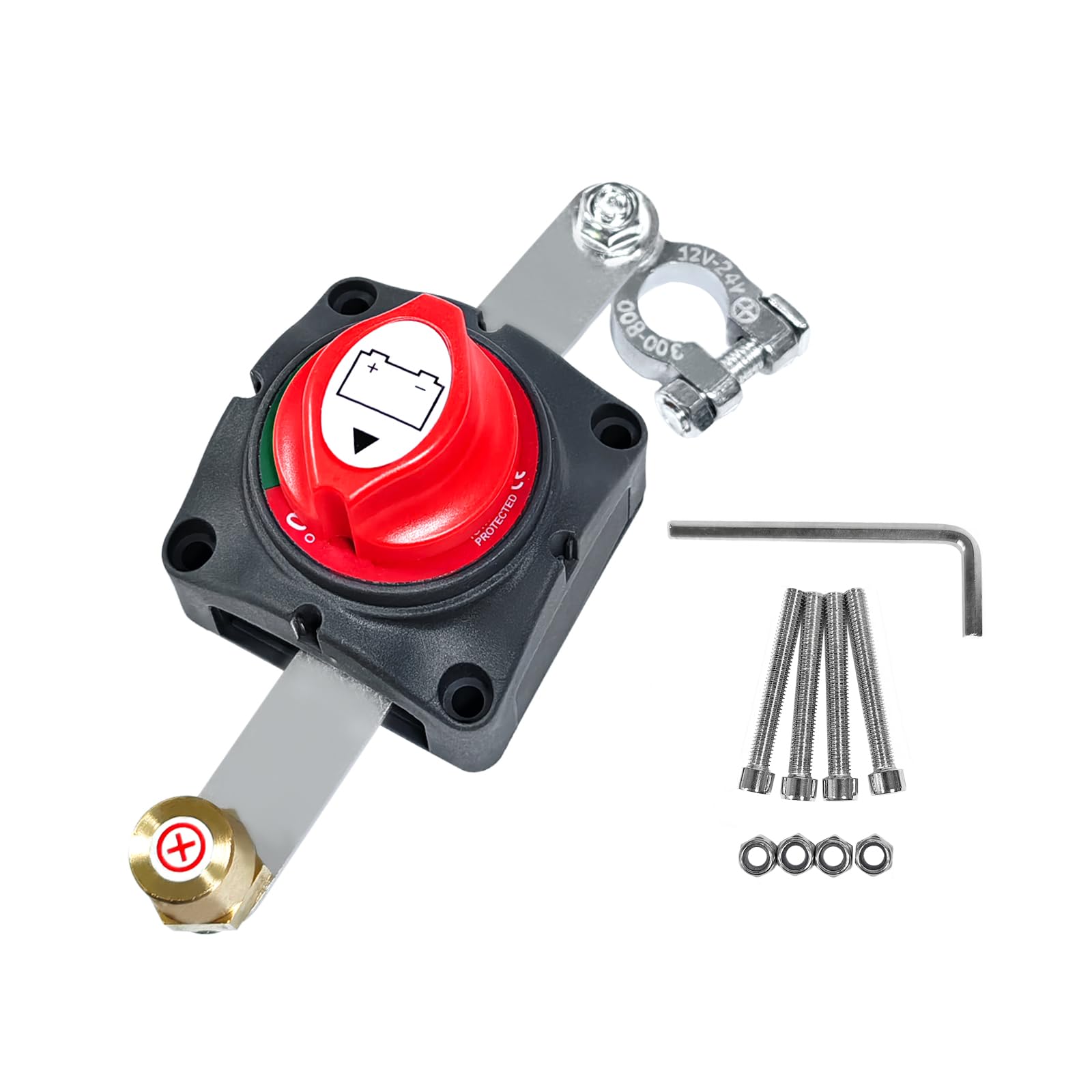 BuliBoao 12V 48V Waterproof Battery Disconnect Switch, Marine Grade Master Cut Off Switch for Car RV Boat ATV UTV & Heavy-Duty Vehicles (Top Post Design)