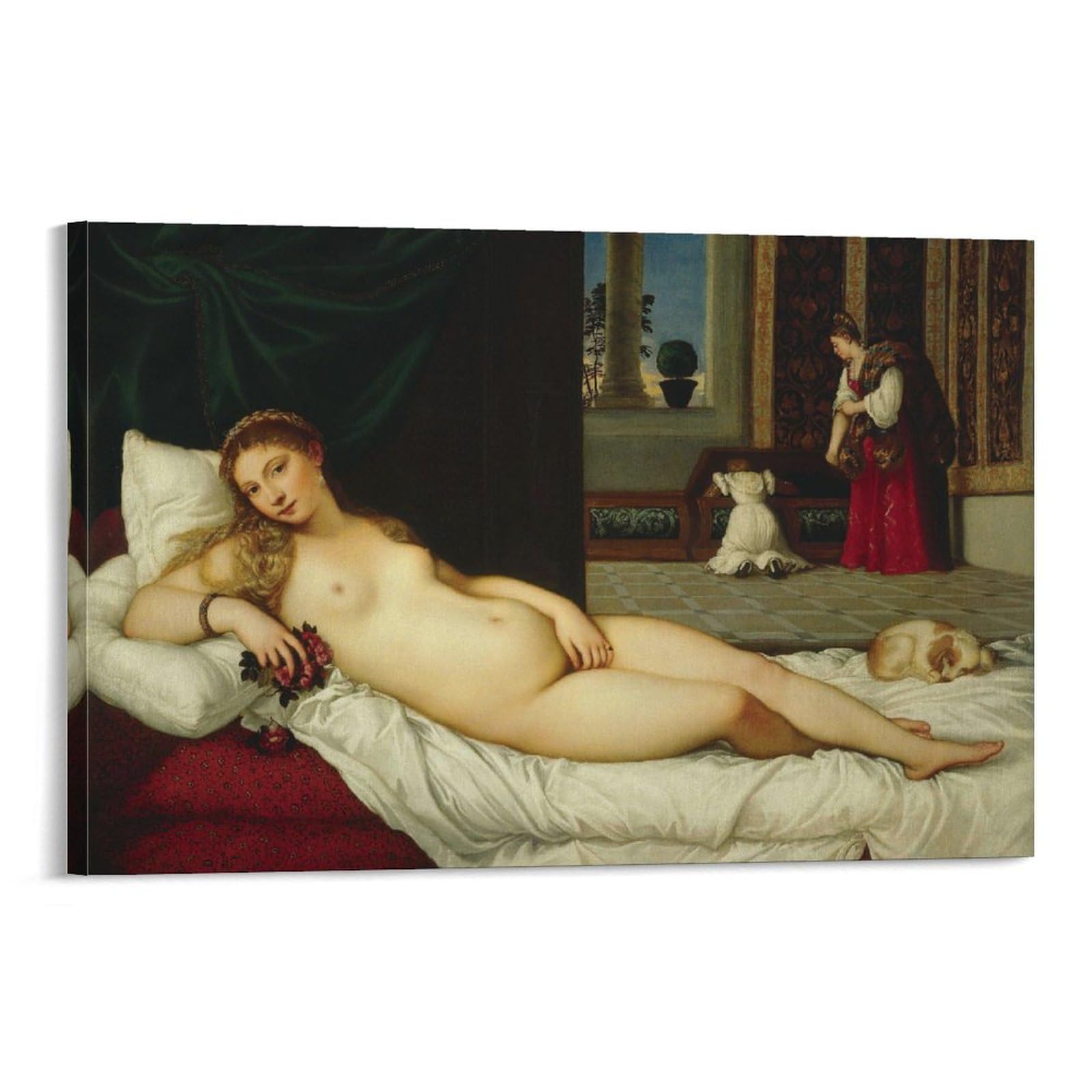 BACION Titian Framed Art, Venus of Urbino Canvas Prints of Reproduction Artwork Pictures on Canvas Wall Art for Home Office Decorations