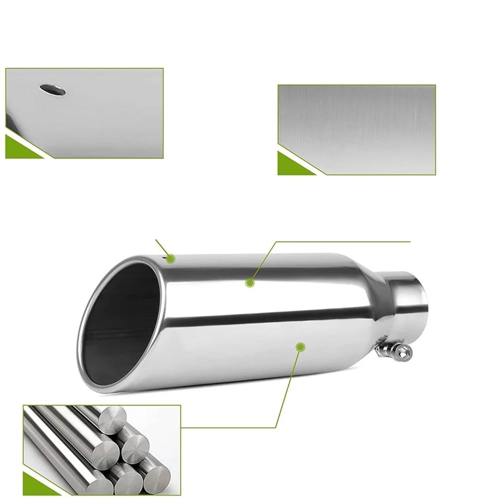 Punta De Escape Pulida De Acero Inoxidable Universal Para Automóvil