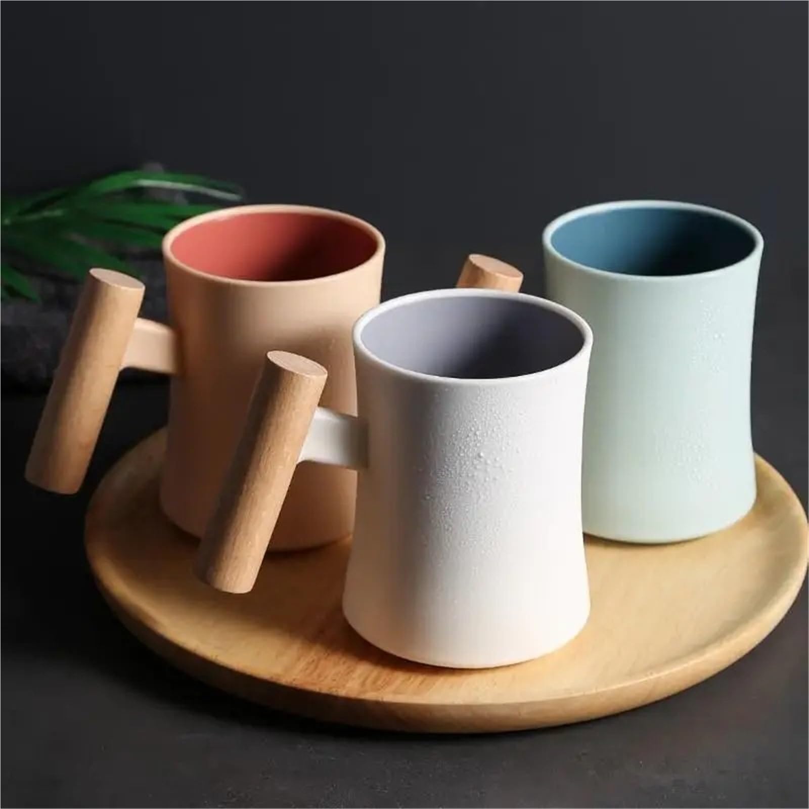 Manico in Legno for Tazza for collutorio da 2 Pezzi per Spazzolini e Dentifrici | Tazza for spazzolare e lavare Dormitorio Semplice tazza for spazzolino da denti for coppia domestica(White)
