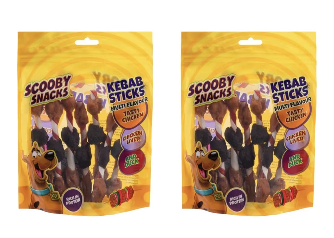 Scooby Snacks Kebab Sticks Dog Treats, Multi Flavour, High in Protein, 7pk, Pack of 2