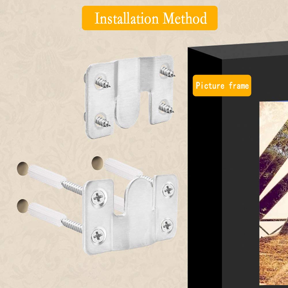 10 Staffe Nascoste Per Cornici - Ganci A Incastro Acciaio Inox, Per Appendere Quadri E Specchi