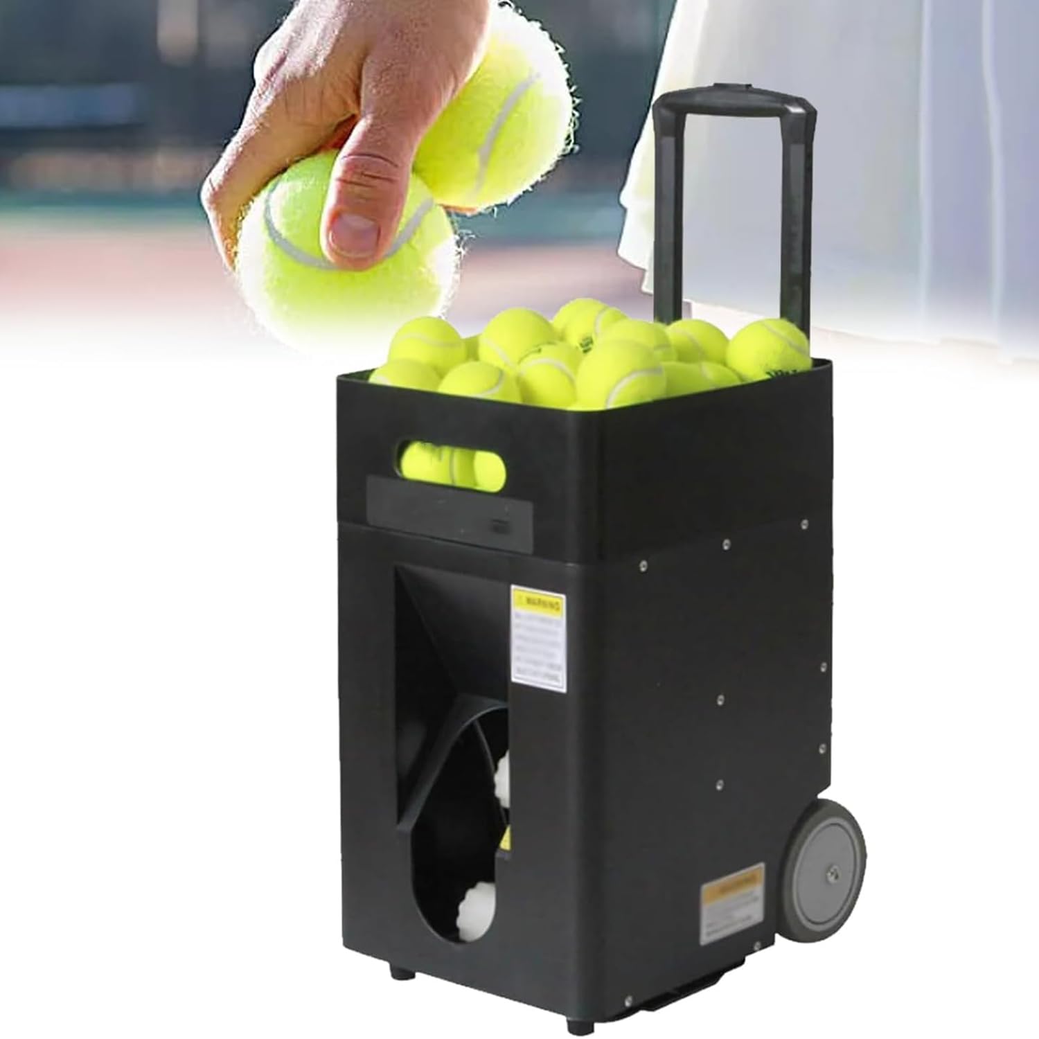 Macchina portatile per palline da tennis con capacità di 50 palline, angolo di lancio regolabile, velocità, rotazione, per allenamento e pratica a casa o in campo