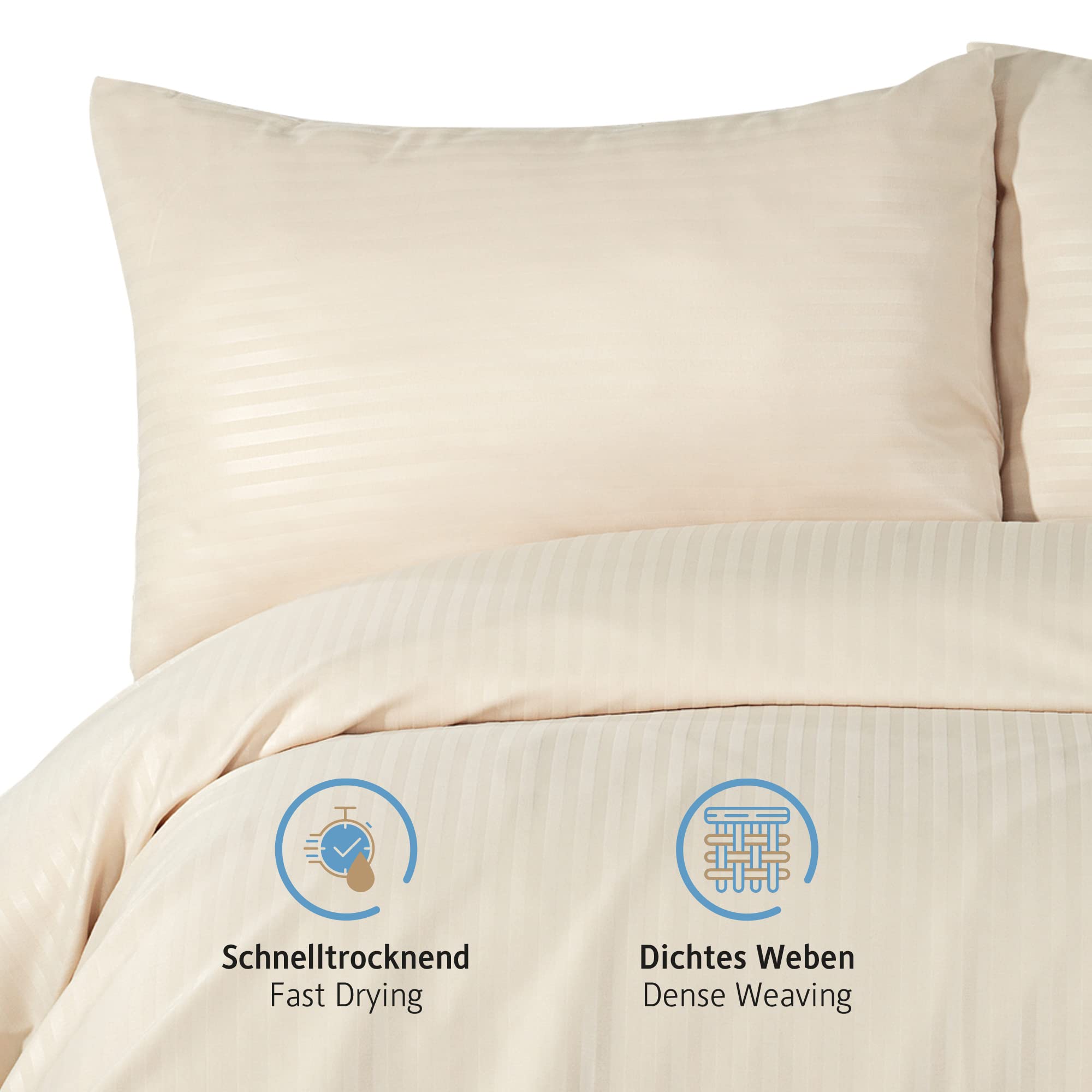 Komfortec Biancheria da letto deluxe, 135 x 200 cm, con federa, set di biancheria da letto 2 pezzi, in microfibra con cerniera, morbida e non necessita di stiratura, beige