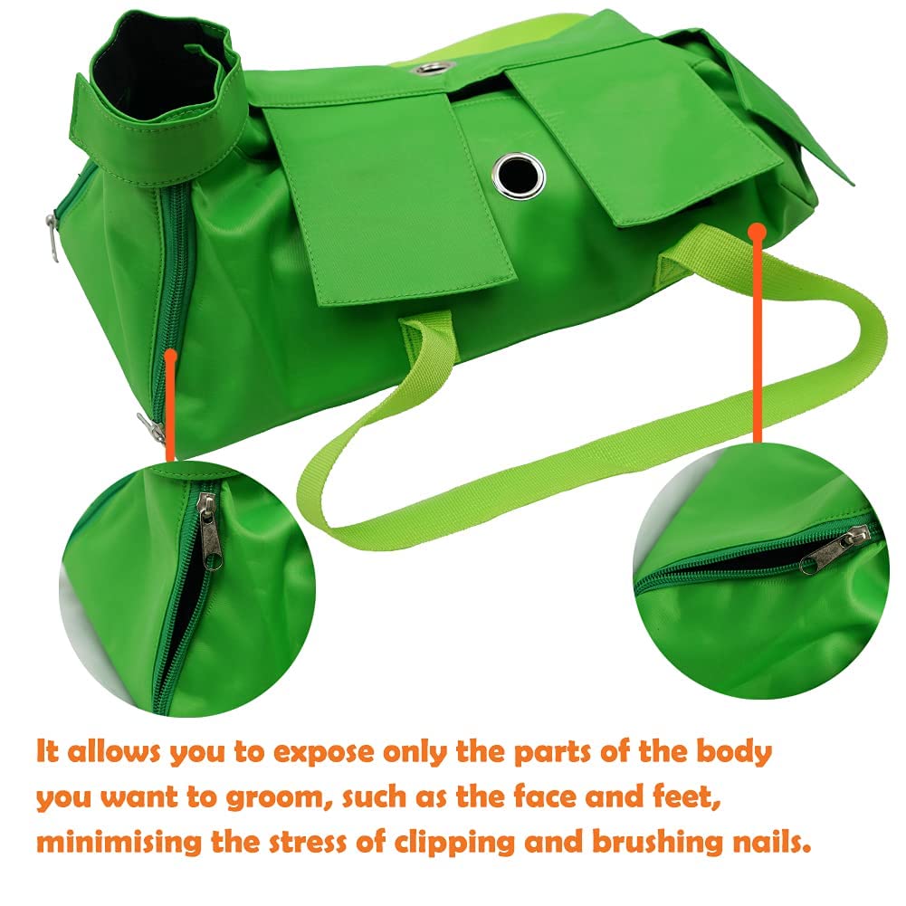 Kukaster - Borsa per la cura degli artigli e delle unghie, per la cura degli artigli, anti-graffio, per esami medici di gatti (verde-m)