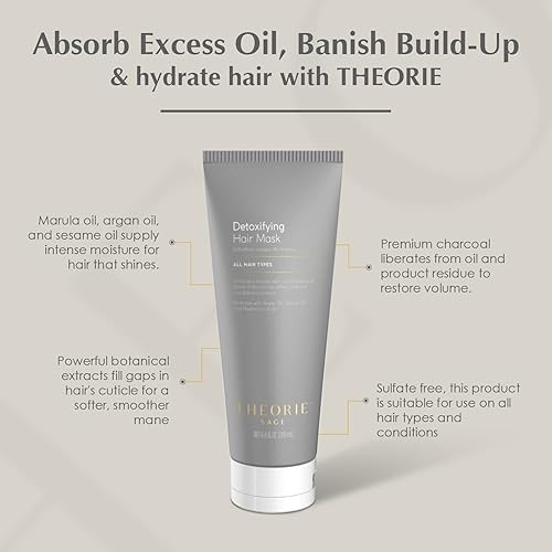 Miniatura 6 de Theorie Mascarilla capilar de bambú de carbón - Tratamiento desintoxicante acondicionador profundo, nutre y restaura suavemente el brillo, suavidad