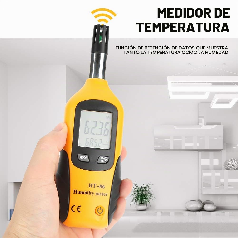 Akozon Termohigrómetro digital portátil, termometro higrometro digital Medidor digital de humedad y temperatura Medidor de Temperatura y Humedad para el hogar, oficina, invernadero