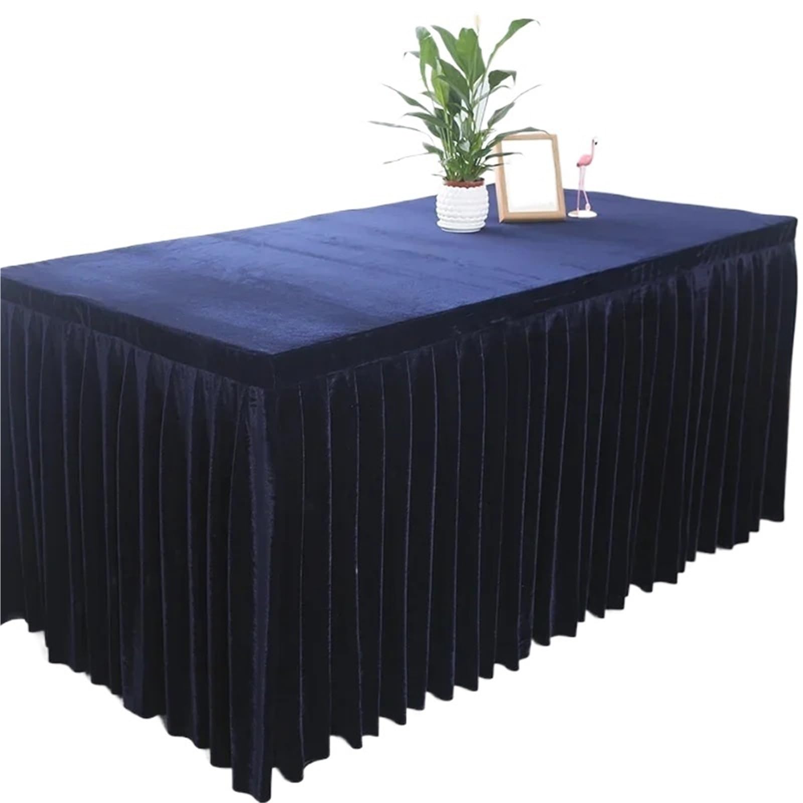 SUBLXPoten Tablecloth with Pleated Skirt 75cm Height Conference Banquet Wedding Thick Tablecloths Rectangular Table Cover(Color 6,120x60x75cm)