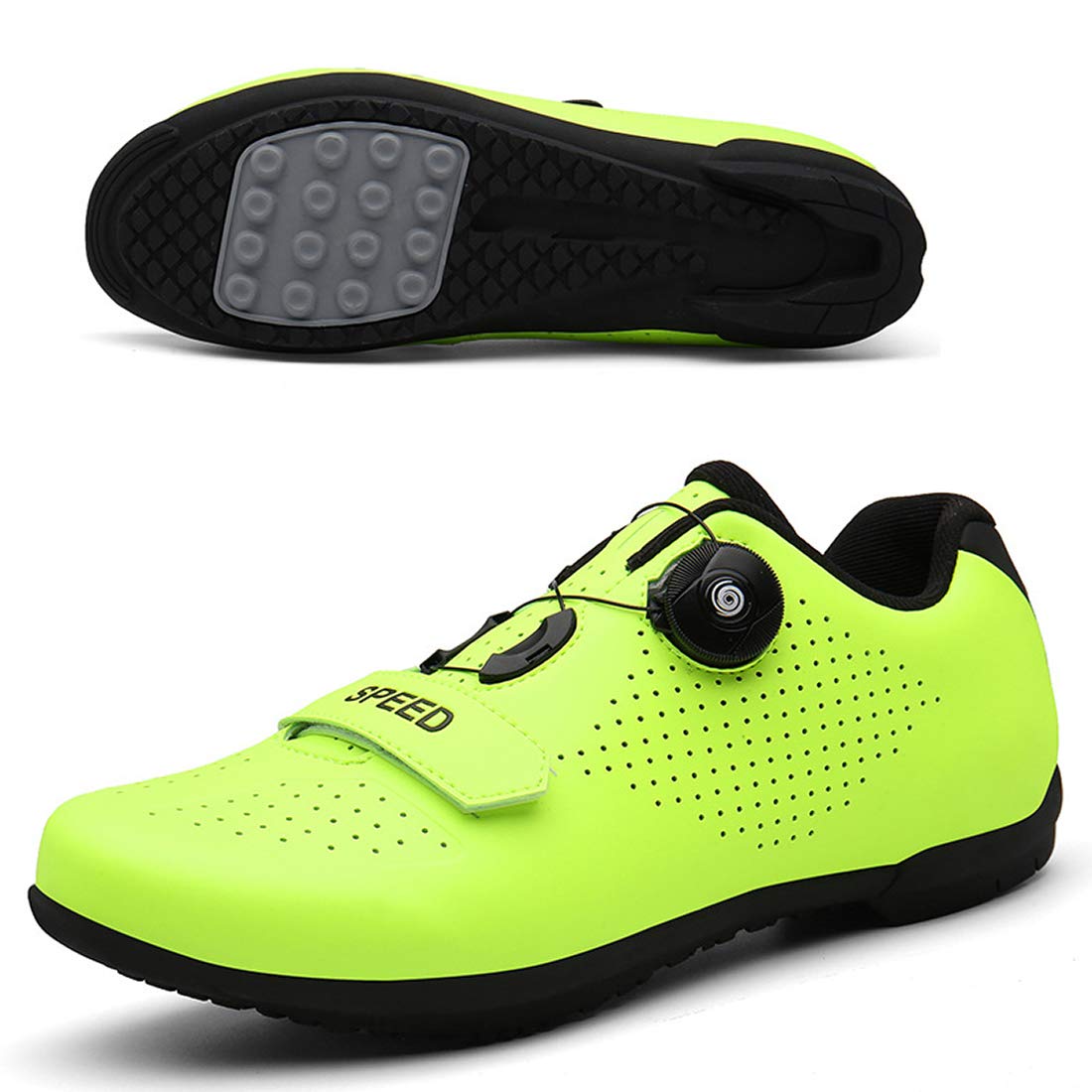 Calzado De Ciclismo Calzado De Ciclismo Sin Bloqueo Calzado Casual Unisex Buena Transpirabilidad Zapatillas De Bicicleta con Fondo Resistente Al Desgaste (41,Verde)