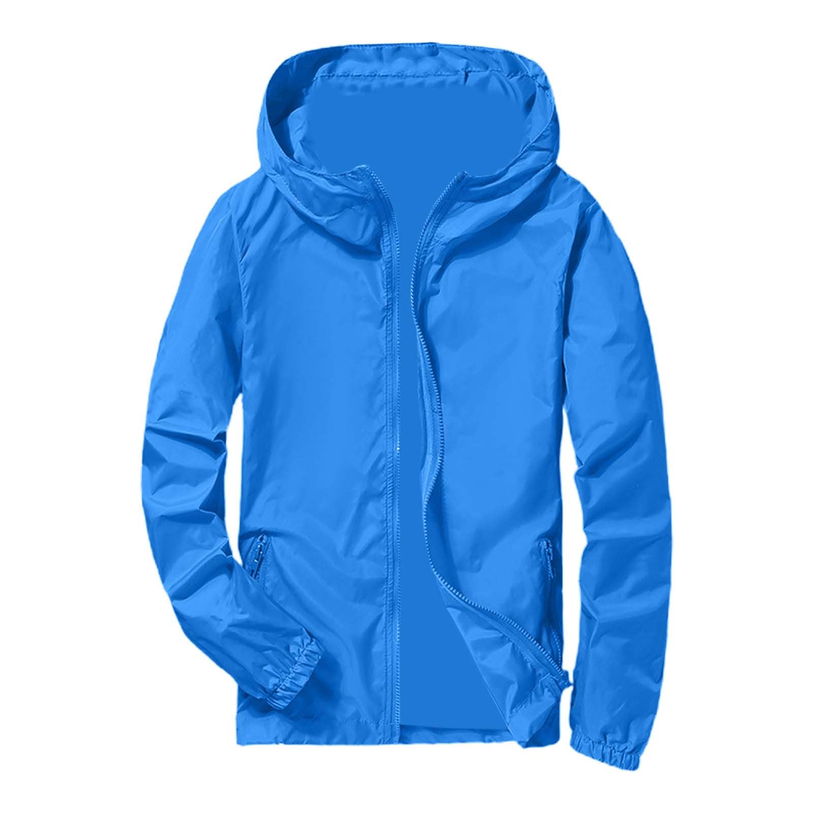 Regenjacke Herren Wasserdicht Sonnenschutz Packbare Ultraleichte Windjacke Fahrrad Regenmantel mit Kapuze Einfarbig Outdoorjacke Atmungsaktiv Dünne Ölzeug Sommerjacke regenponcho für Herren