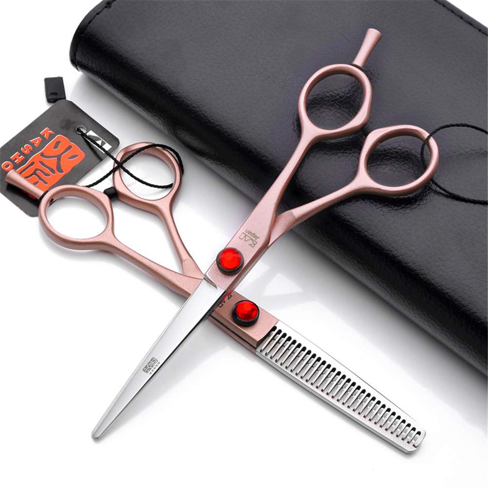 Crrs Professional hairdressing scissors Suit 6 inch Japan 440C Stainless Professional Sharp for Barber Stylist Flat shear Tooth shear Suit