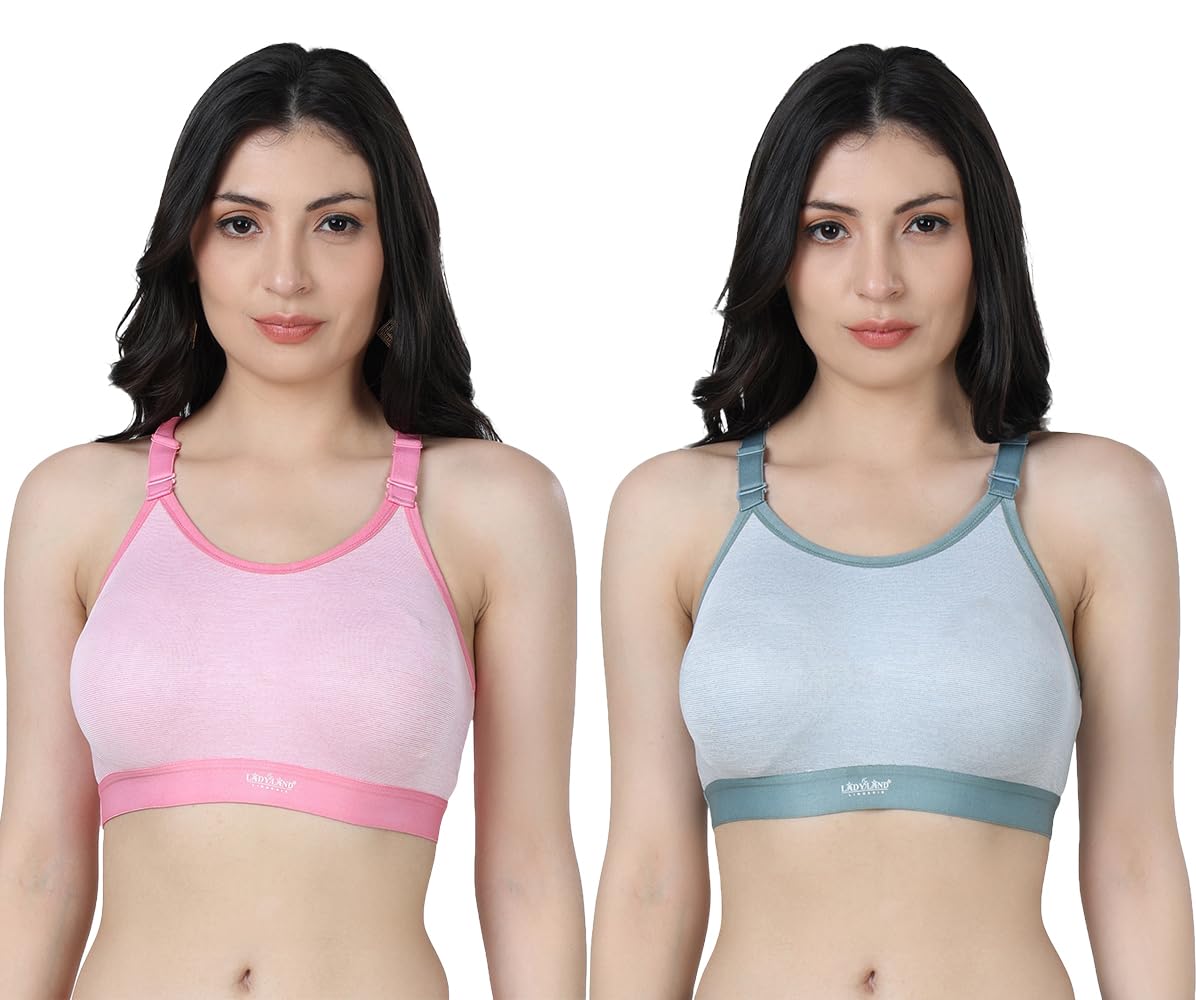 ladyland Women's Cotton Blend Non-Padded Wirefree Comfortable Sports-Bra-picture-21