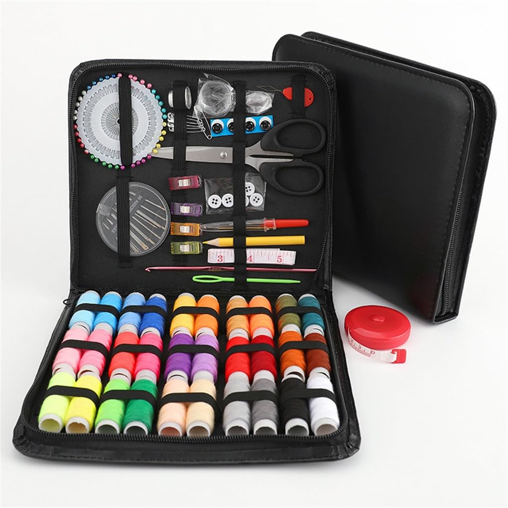 JFDBGU Juego de costura for el hogar, juego de costura, juego de costura, aguja de coser a mano, juego de costura de viaje, 128 juegos de caja de costura
