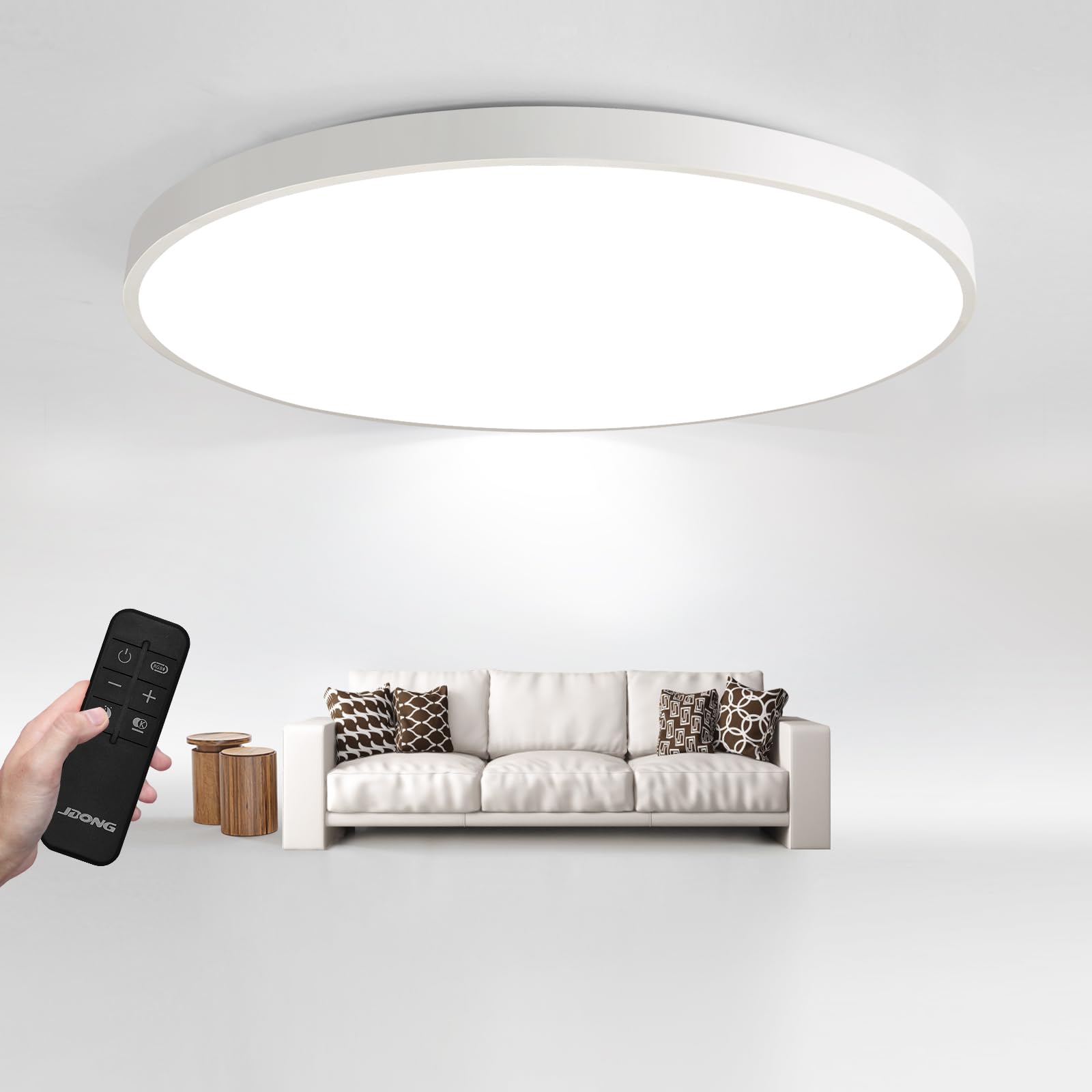 JDONG 90W Led Deckenleuchte Ø 78 * 5CM Dimmbar mit Fernbedienung 3000K-6000K Wohnzimmerlampe Flach Rund Deckenlampe moderne Leuchte für Schlafzimmer Büro