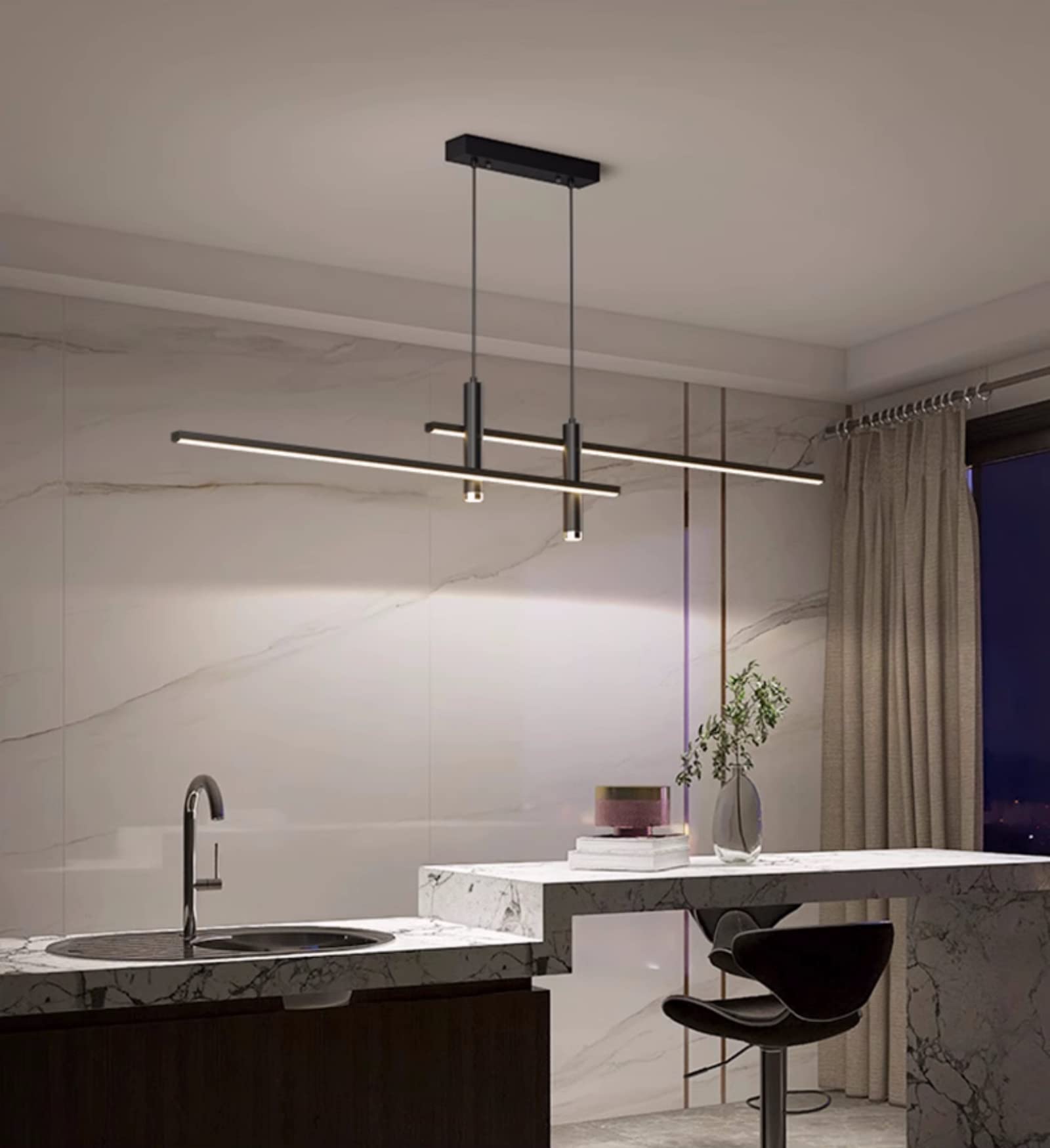Moderna Lampada A Sospensione A Led, Dimmerabile Creative Led Chandelier Con Telecomando,Lampada A Sospensione Filo Di Sospensione Regolabile,Per Soggiorno Sala Da Pranzo Kitchen Island