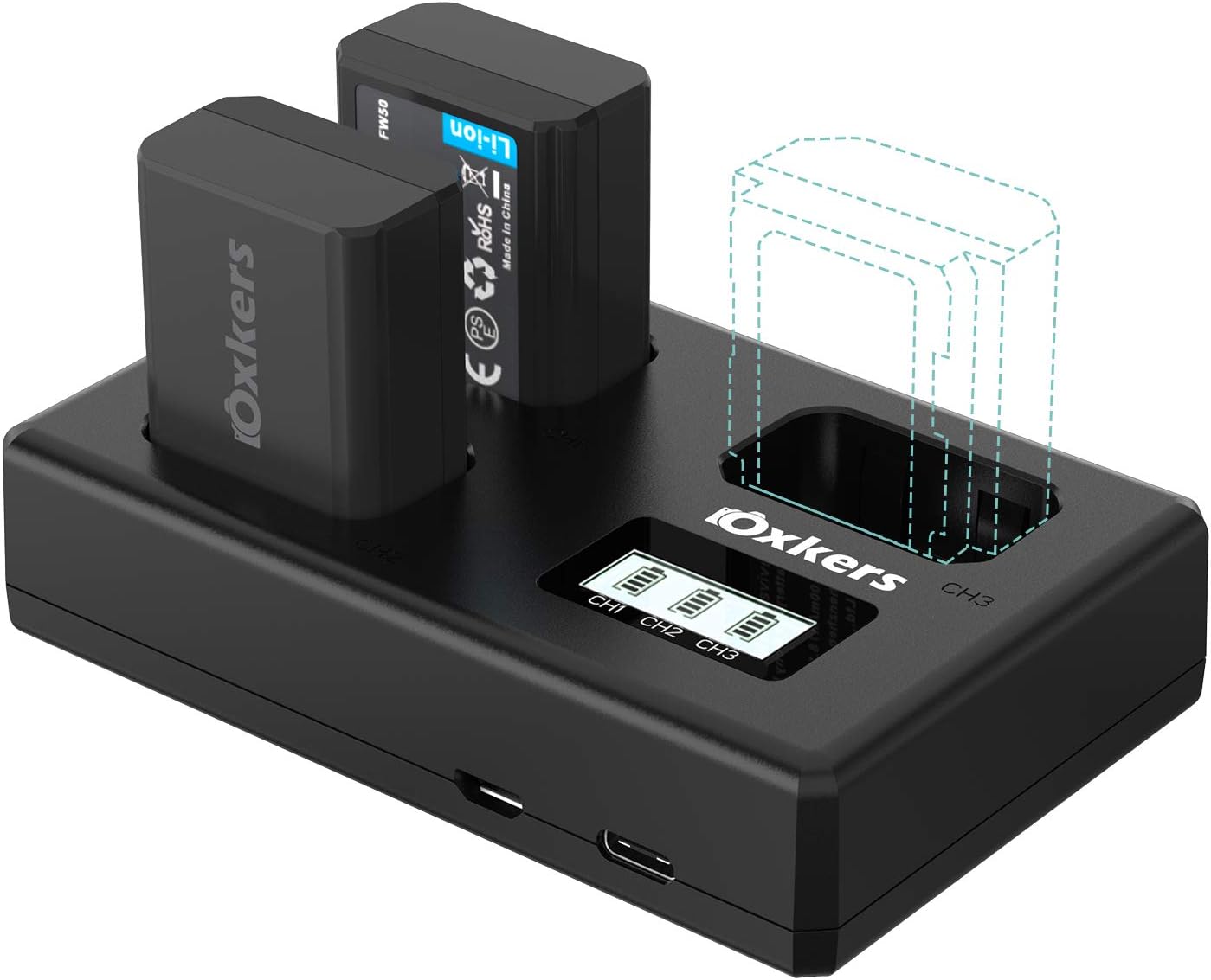 NPFW50 Sony Camera Battery Charger Set, OXKERS Replacement Batteries for Sony A6000