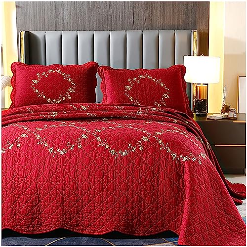 ZTGL Dessus De Lit Luxe 2 Personnes Matelasse Boutis Couvre-Lit 100% Coton Brodé, Couvre-lit D'été Matelassé Réversible 3 Pièces Draps Jeter avec 2 Taies...