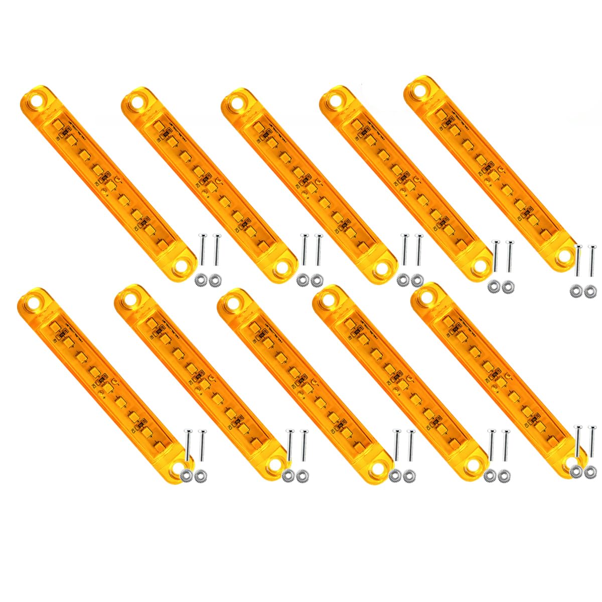 10pcs Luce di Posizione Laterale gialli - Luci di posizione laterali impermeabili a 9 LED 12-24 V per rimorchio, camion, barca, camper, furgone - Luci di ingombro posteriori anteriori/posteriori