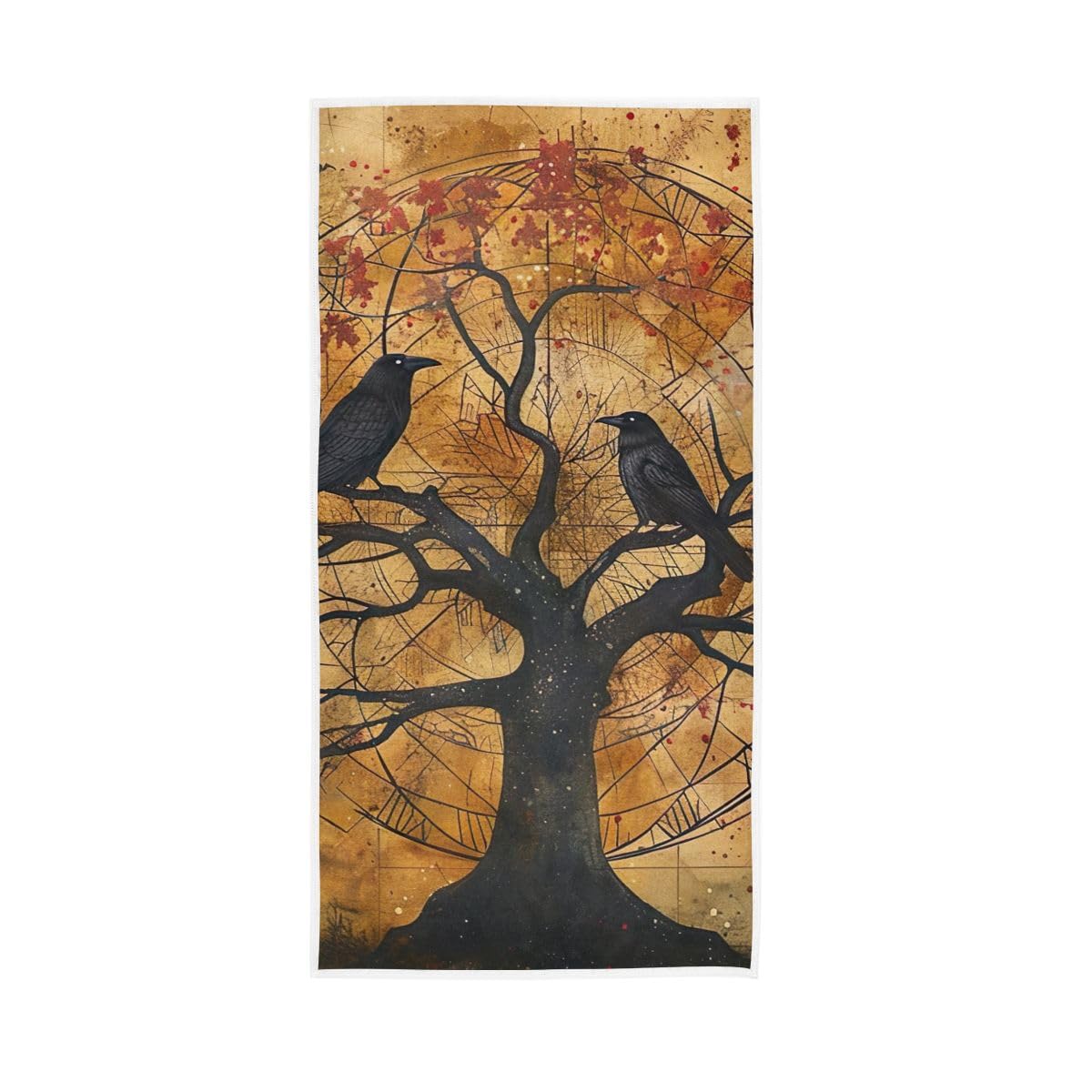 LSRCPD Mystical Tree with Crows Hand Towel, Hand Towels for Bathroom 15 x 30 Inches, Lightweight Towels