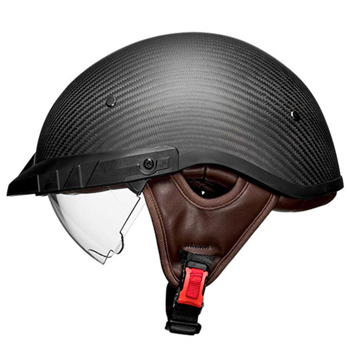 Motorradhelm Retro Motorrad Carbon Carbon Halbhelm ECEDOT zertifizierter Cruiser Chopper Scooter Pilot Jet Helm Helm Mit Offenem Gesicht Unisex mit Built-in Visier