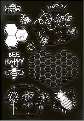 DDOUJOY Flowers Bee Happy Honeycomb Background - Sellos transparentes para decoración de tarjetas y álbumes de recortes DIY 3020932