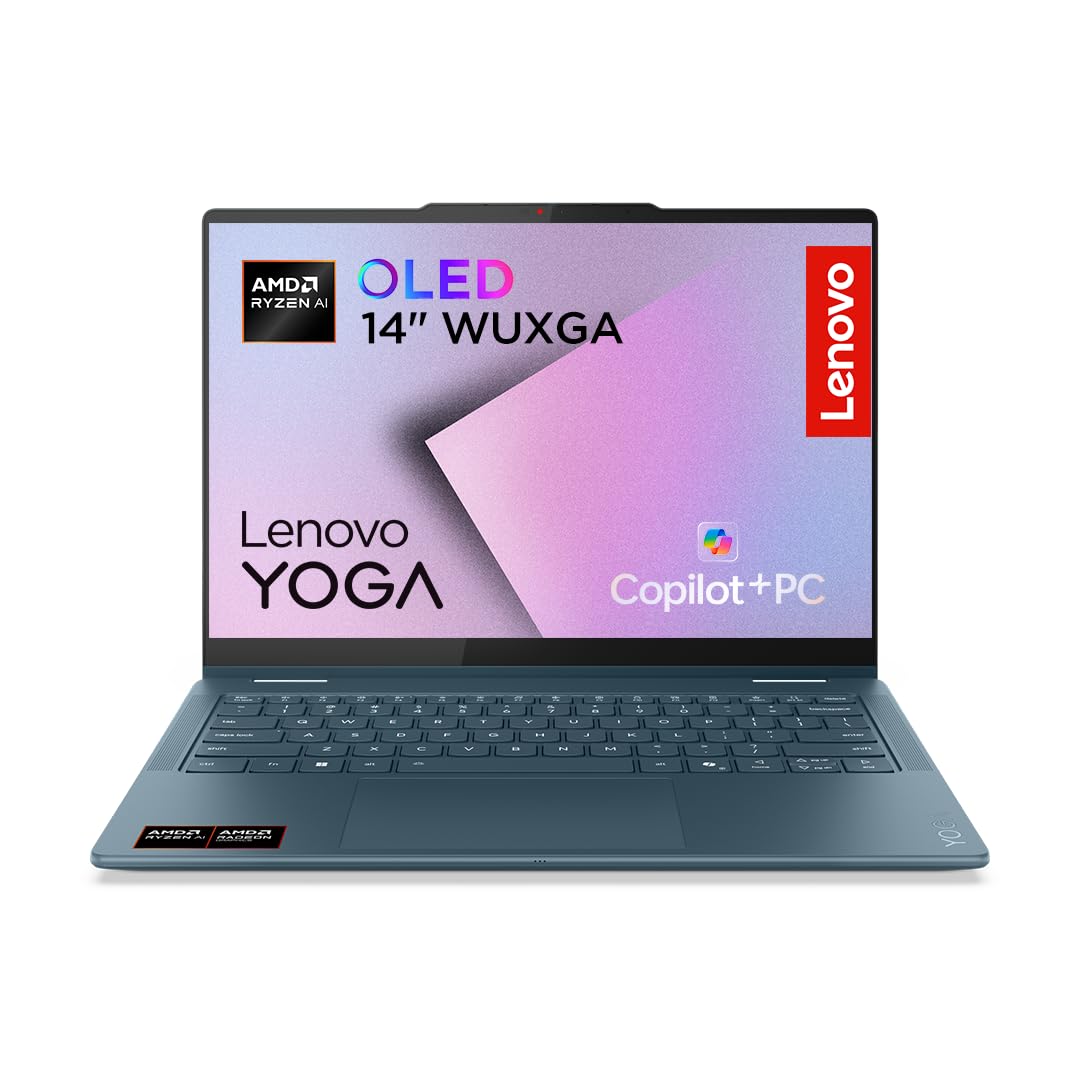 Lenovo Yoga 7 2-in-1 Laptop | Copilot+ PC | 14" WUXGA OLED Display | AMD Ryzen AI 5 340 | AMD Radeon Grafik | 16GB RAM | 512GB SSD | Win11 | QWERTZ | Tidal Teal | Inkl. Pen | 3 Monate Premium Care