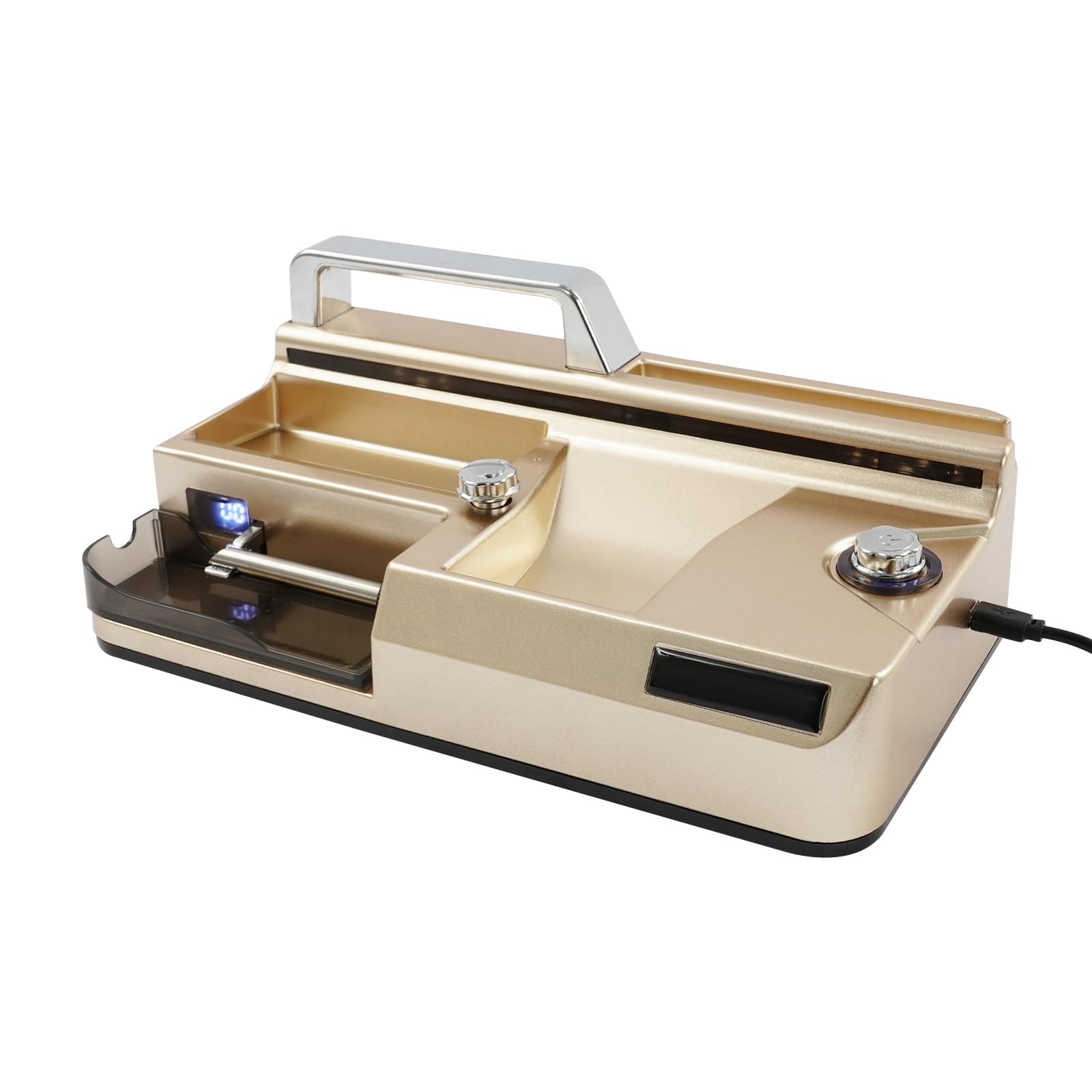 Riempitrice elettrica per sigarette con display contatore (oro) | Velocità regolabile, spegnimento automatico e 3 tubi in metallo da 5,5/6,5/8 mm
