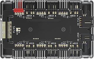 Masterfan Fan Hub ARGB 3 Pin PWM Hub 1 to 6 Port Addressable RGB Lighting with Magnetic backplane Splitter 5V/3PIN RGB Case Fan Hub