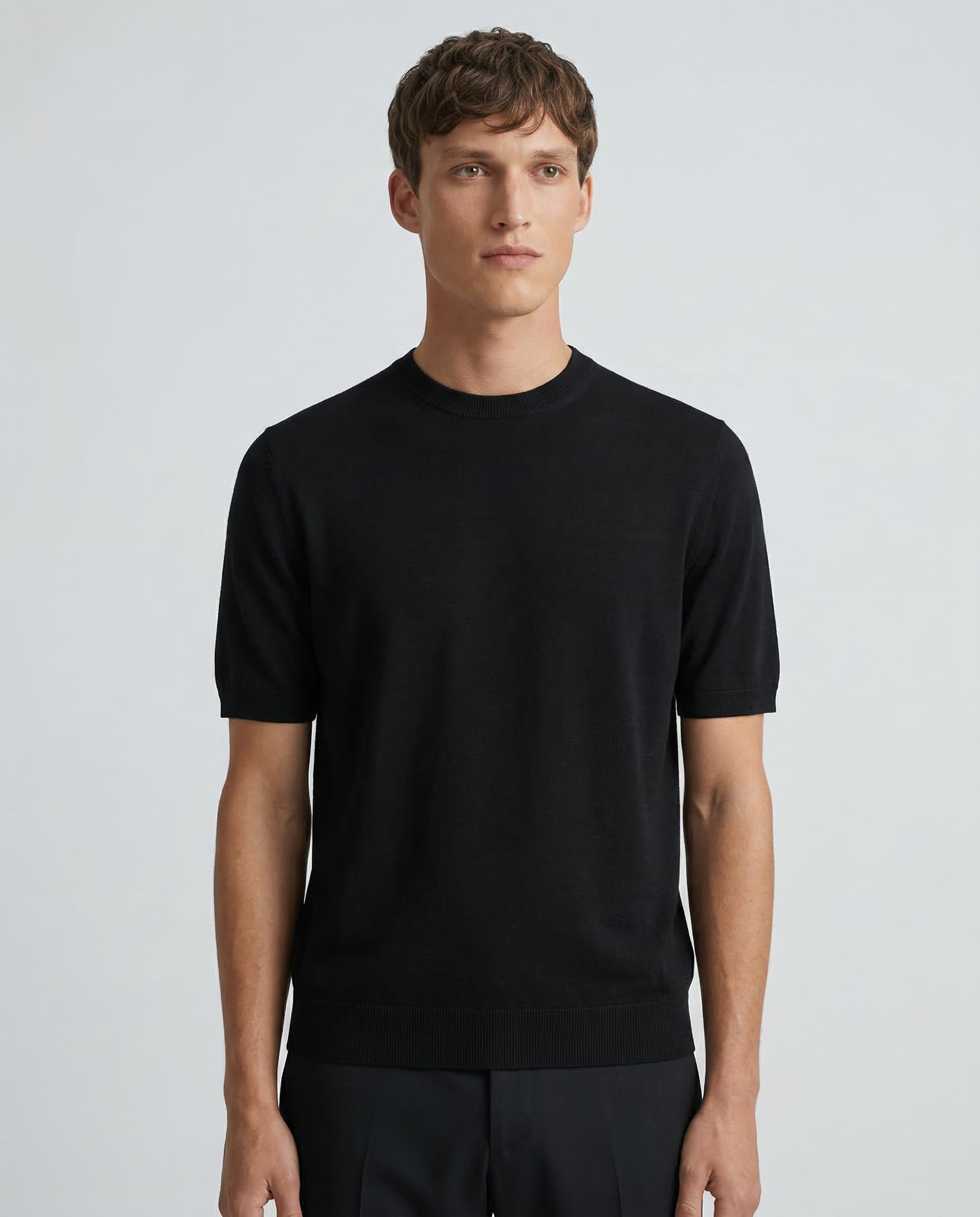 Diana Studio - T-Shirt con microstruttura in 100% Cotone crêpe, Uomo, Maniche Corte, Casual Fit