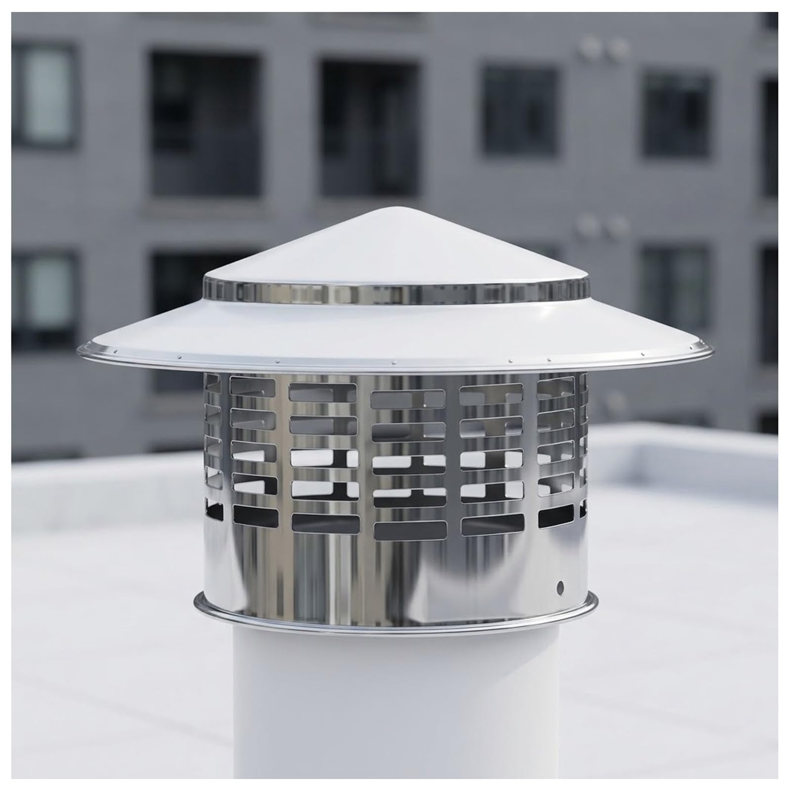 Terminale di Ventilazione Tetto Acciaio Inox 304 Comignolo per Camino Estrattore d'Aria Rotondo Cappello Parapioggia Tubo(16in-400mm)