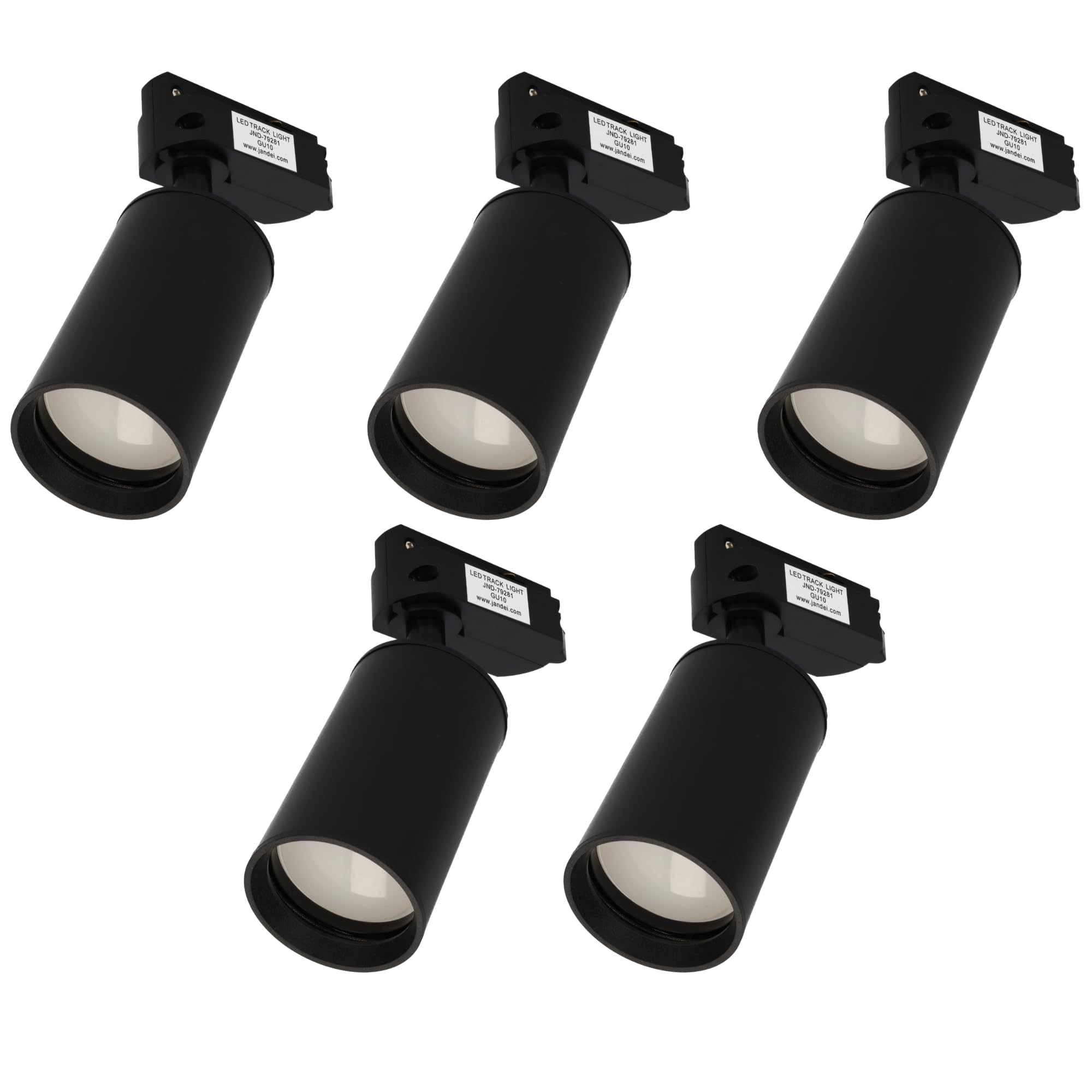 Jandei - Pack 5x Foco Carril Orientable para GU10, Monofásico 220V, Aluminio. Ideal para Iluminación Direccional en Hogares y Comercios. Bombilla No Incluída. (Negro)