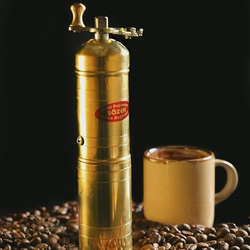 Miniatura 7 de Sozen - Molinillo de café manual de latón de 7 pulgadas, molinillo de manivela para café turco, prensa francesa, expreso, campamento y uso